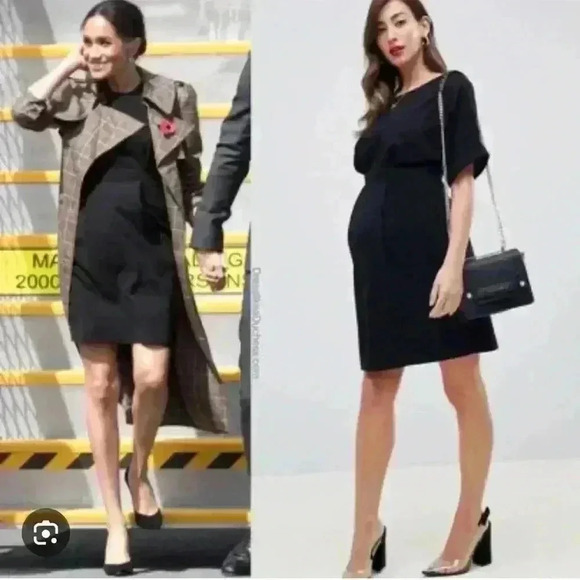 ASOS Maternity Dresses & Skirts - ASOS DESIGN Maternity wiggle midi dress in black ASO Meghan Markle